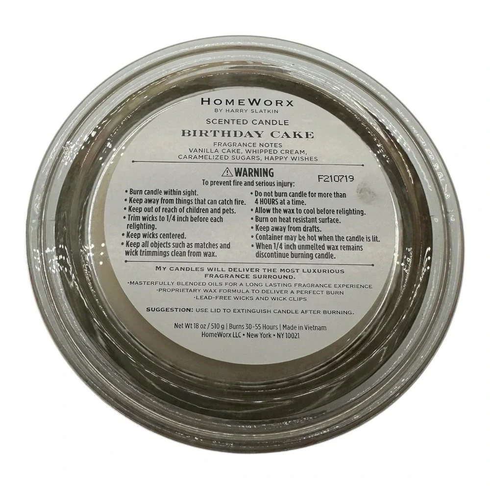 HomeWorx by Harry Slatkin Birthday Cake 4-Wick 18oz Candle‎ NEW
